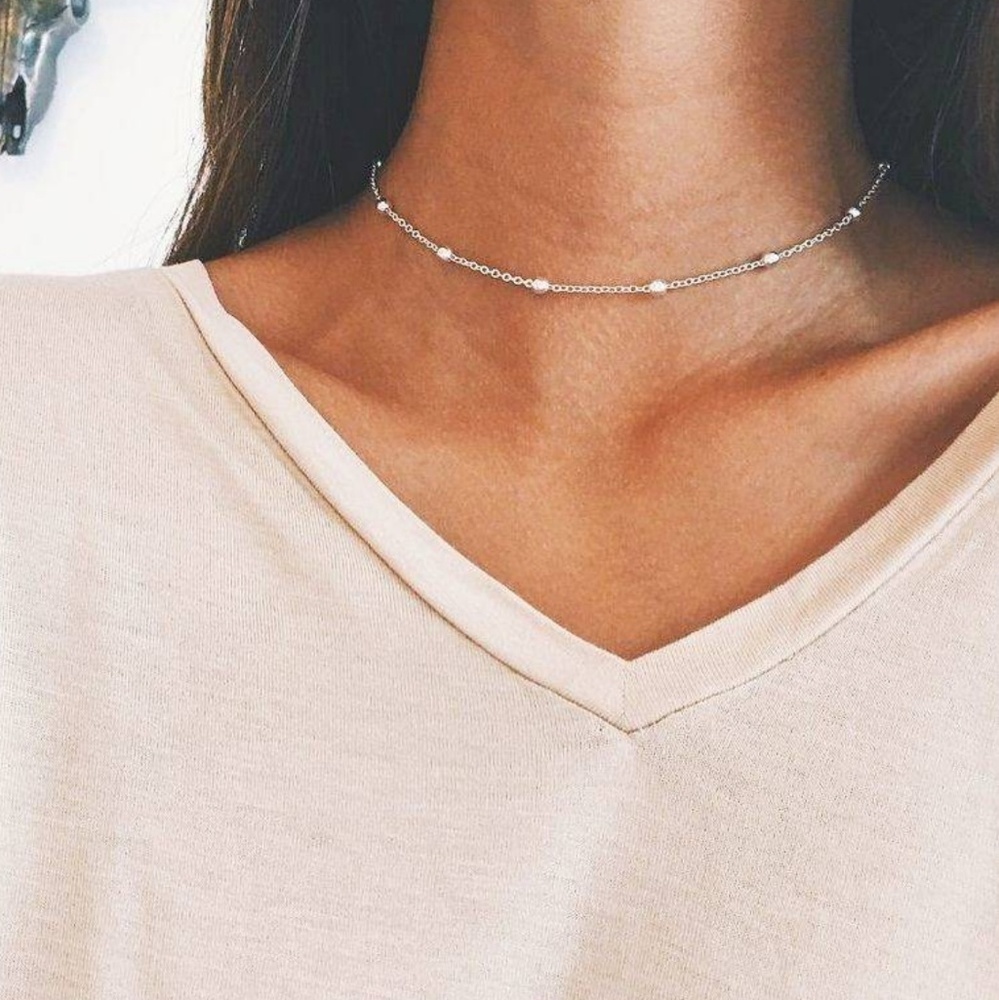 Dainty Silver Satellite Choker
